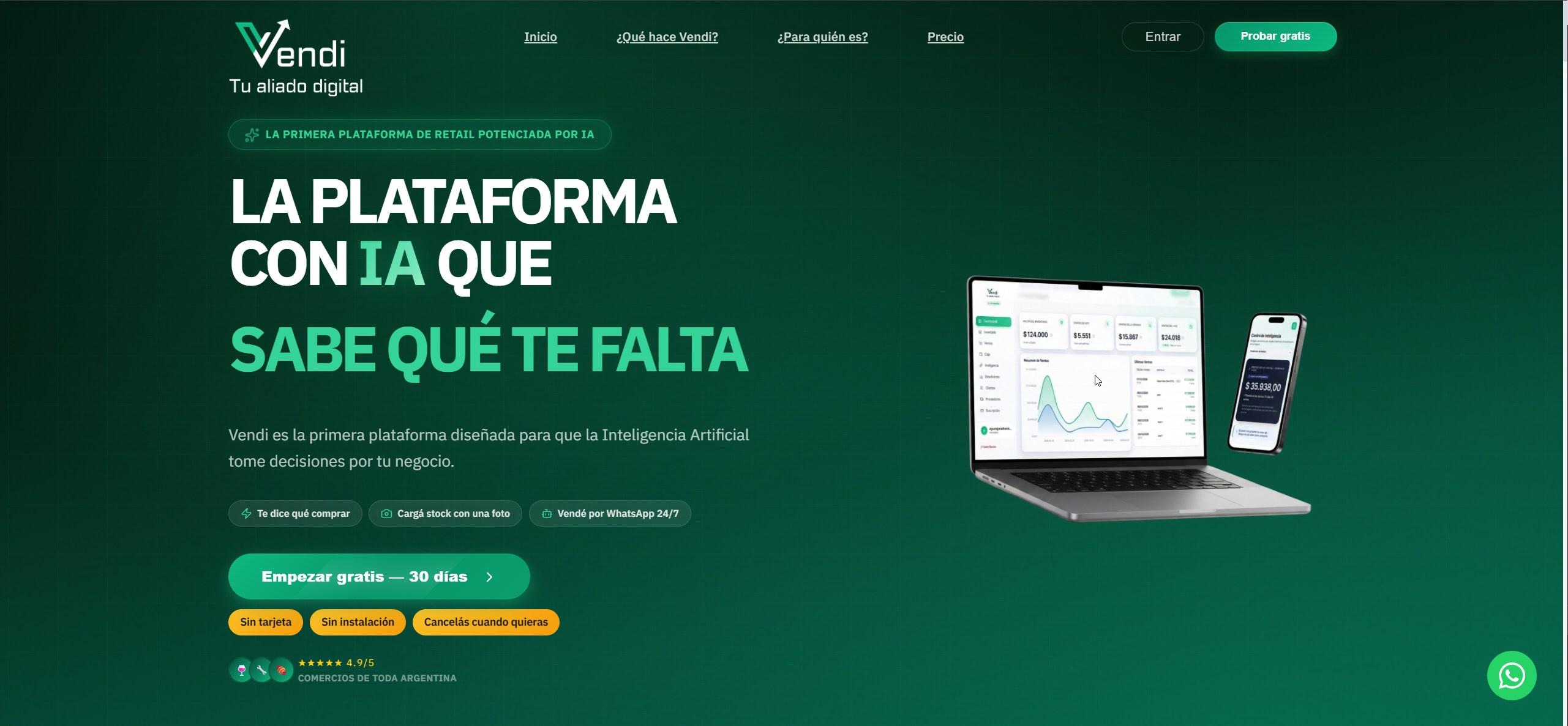 Landing page — Botón de registro