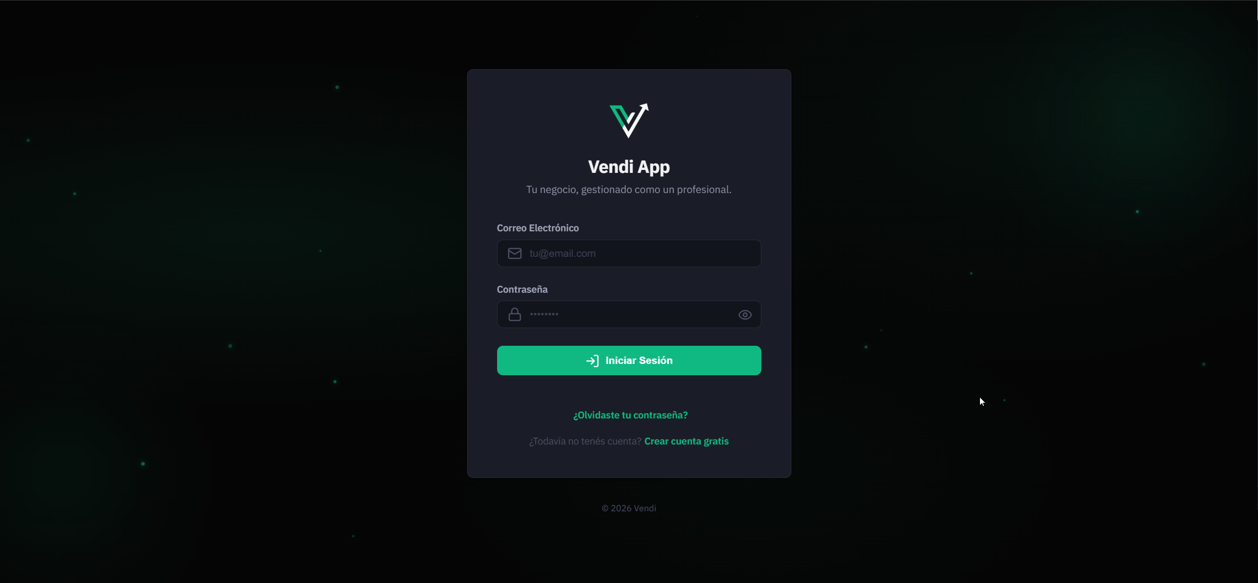 Pantalla de inicio de sesión