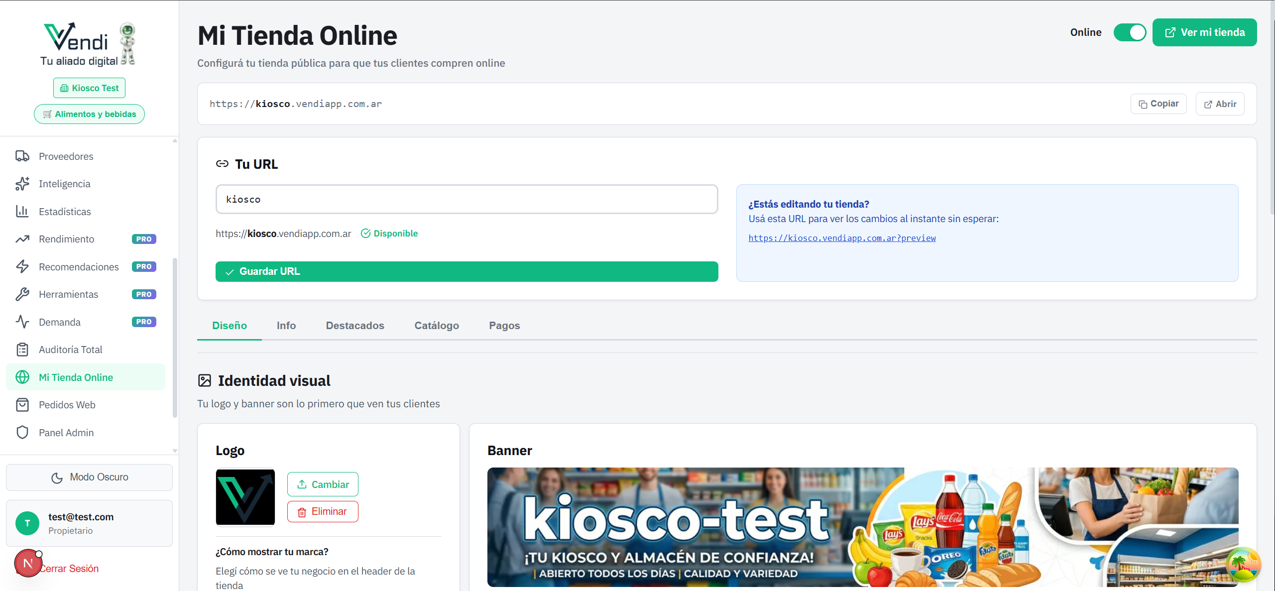 Mi Tienda Online — Configuración de diseño