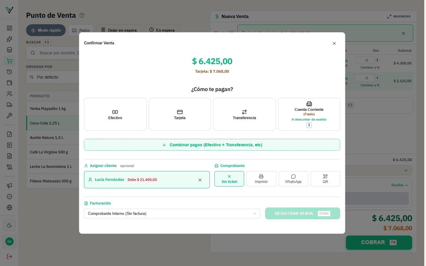 La caja con la leyenda A descontar de sueldo