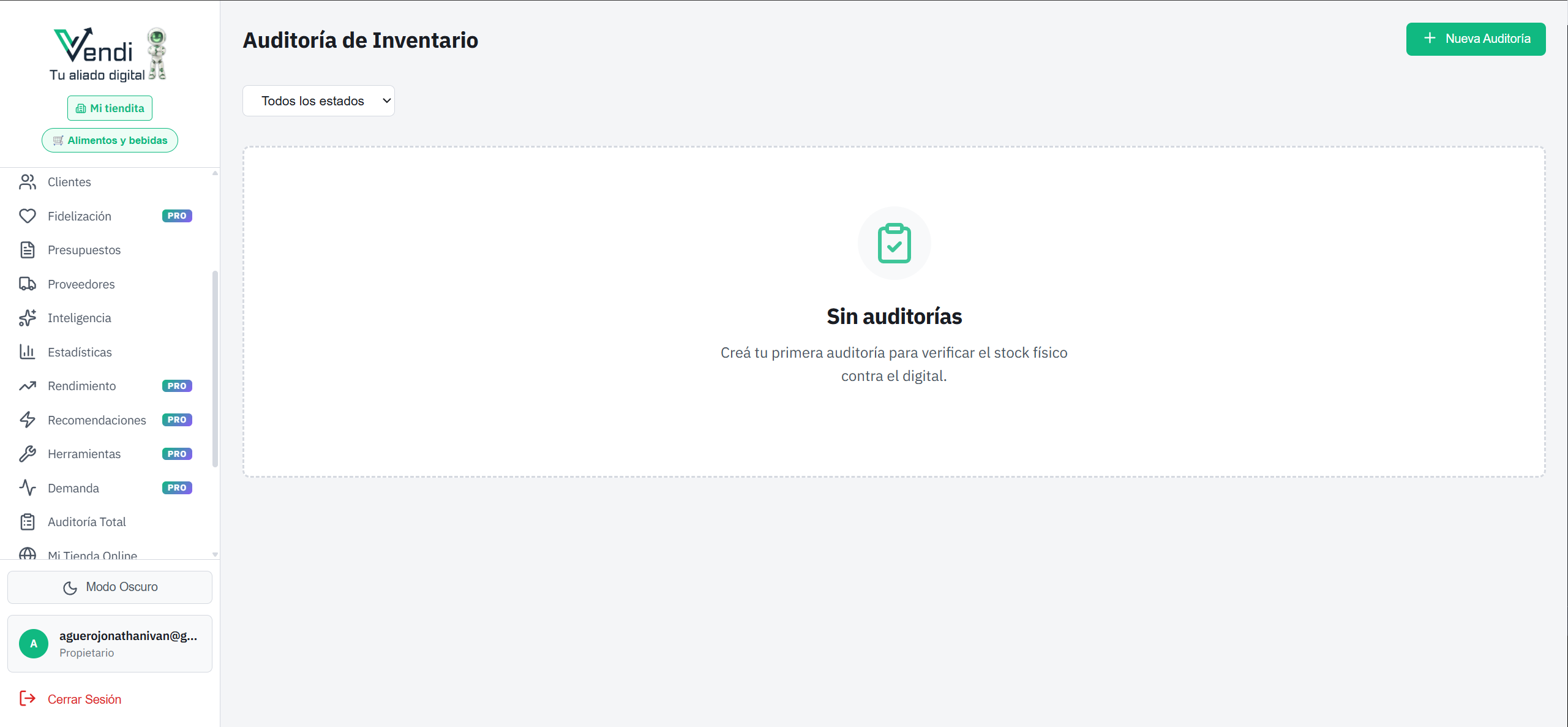 Auditoría de Stock — Listado de auditorías