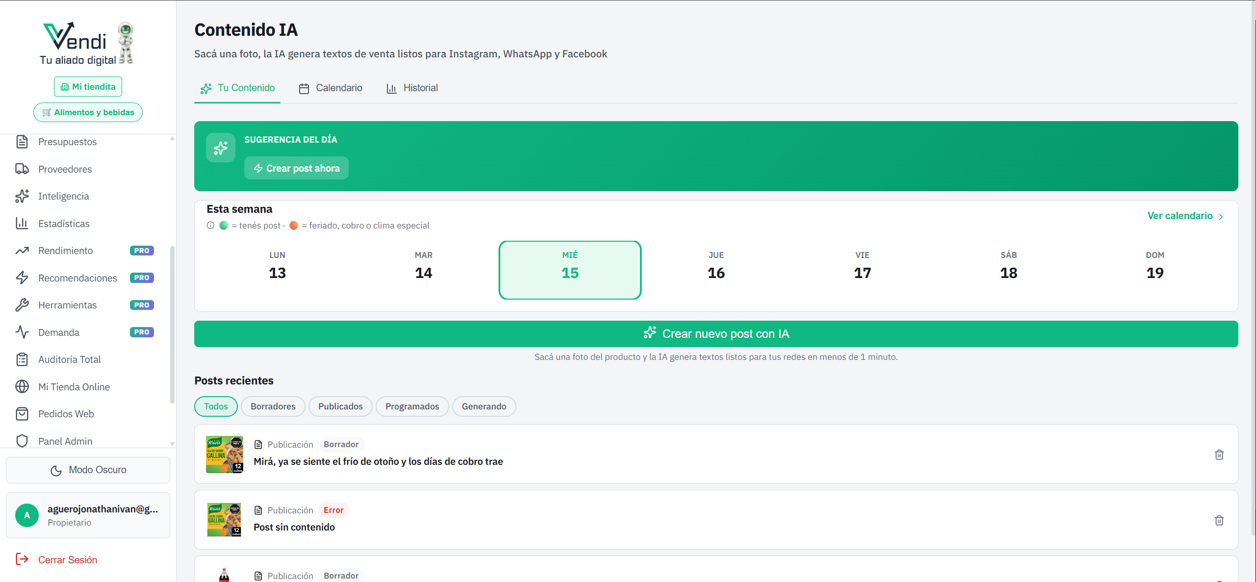 Contenido IA — Generación de posts